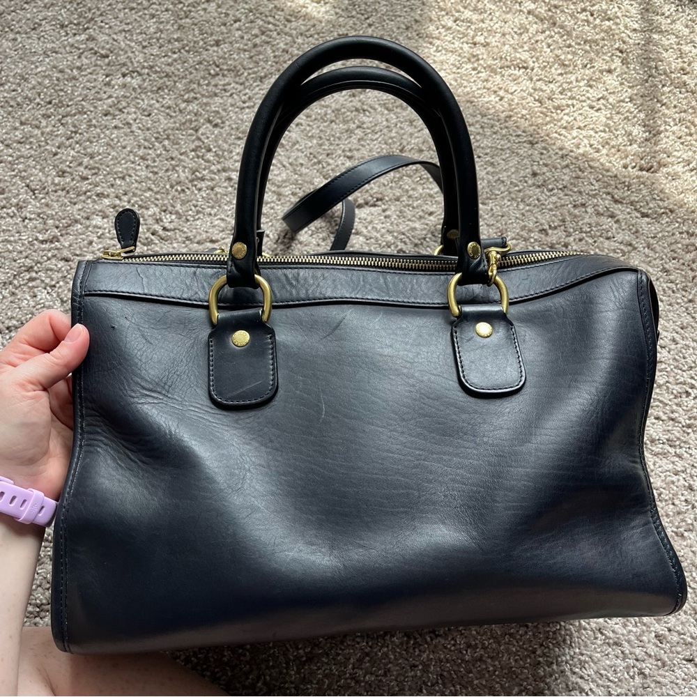 EUC Ghurka Rover No. 66 Doctor Satchel Midnight Navy Blue Handbag w/ Strap - Picture 11 of 16